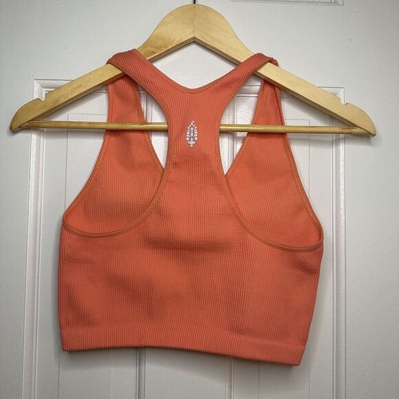 FREE PEOPLE Movement Free Throw Crop Tank Ribbed Orange Medium - Picture 7 of 7